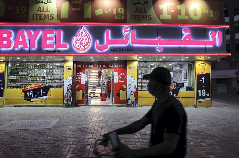 DUBAI, UNITED ARAB EMIRATES , April 27 – 2020 :- One of the shop opened in Al Ras area in Deira Dubai. Authorities ease the restriction for the residents after almost a month long locked down of Al Ras district. (Pawan Singh / The National) For News/Standalone/Online/Instagram