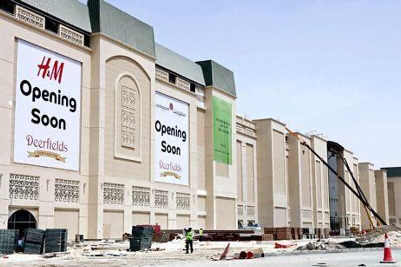 The Deerfields Townsquare in Al Bahia is expected to open in the next few weeks. Razan Alzayani / The National