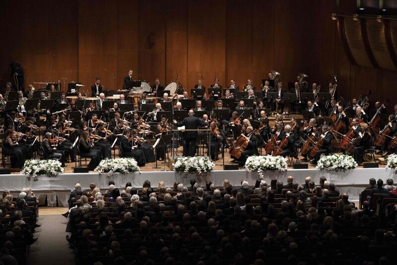 Music Director Jaap van Zweden performs at David Geffen Hall, Lincoln Center September 20, 2018 in New York. Jaap van Zweden began his tenure as the 26th Music Director of the New York Philharmonic with his inaugural Opening Gala Concert. / AFP / Don EMMERT / TO GO WITH AFP STORY by Shaun TANDON, "In striking debut, New York Philharmonic maestro embraces new"
