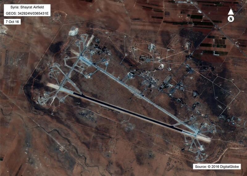 An aerial view of Al Shayrat airfield near Homs. EPA / US Department of Defense 