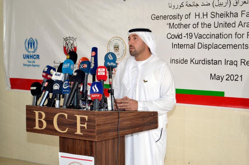 ERBIL, 27th May, 2021 (WAM) -- The Emirates Red Crescent has launched the first phase of a vaccination programme to inoculate 15,000 Syrian refugees and Iraq displaced persons in Iraqi Kurdistan refugees camps with COVID-19 Sinopharm. Wam