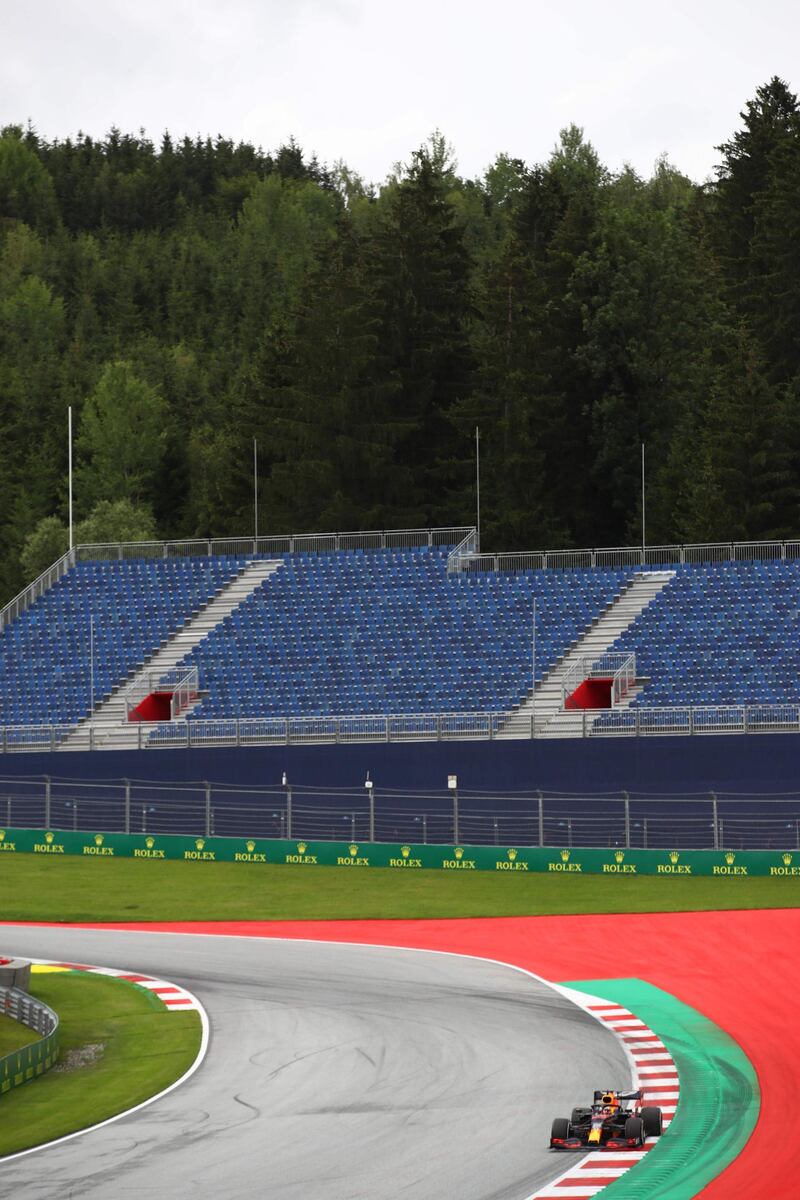 Red Bull's Dutch driver Max Verstappen steers his car during the first practice session at the Austrian Grand Prix. AFP
