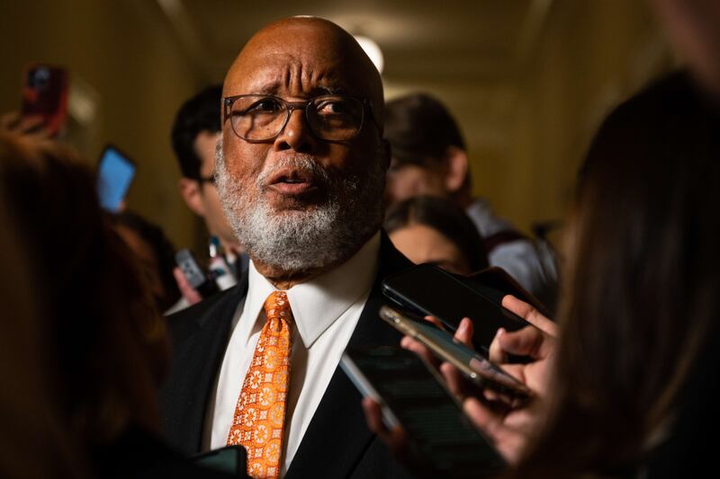 US Representative Bennie Thompson, chairman of the House committee, speaks to reporters. AFP