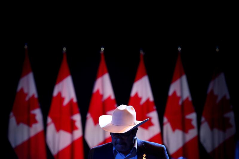 A supporter is seen at the Conservative leader Andrew Scheer's campaign headquarters during the federal election in Regina, Saskatchewan, Canada. Reuters