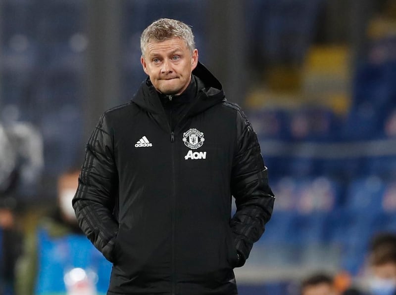 Manchester United manager Ole Gunnar Solskjaer looks dejected after the defeat at Istanbul Basaksehir. Reuters