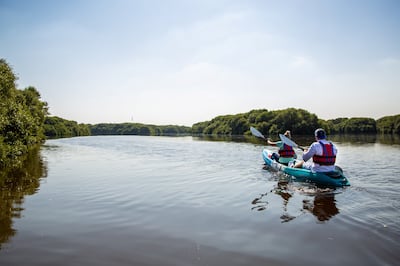 Kayaking in the Al Zorah Nature Reserve, Ajman. Photo: The Luxury Collection