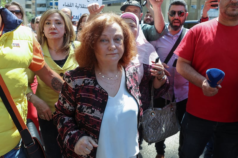 Lebanese judge Ghada Aoun remains in office while she appeals against her dismissal. Reuters