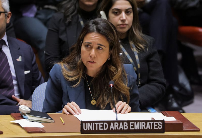 UAE ambassador to the UN Lana Nusseibeh addresses the Security Council in October. Reuters