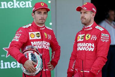 Ferrari's German driver Sebastian Vettel, right, has been upstaged for much of the season by Monegasque teammate Charles Leclerc. AFP