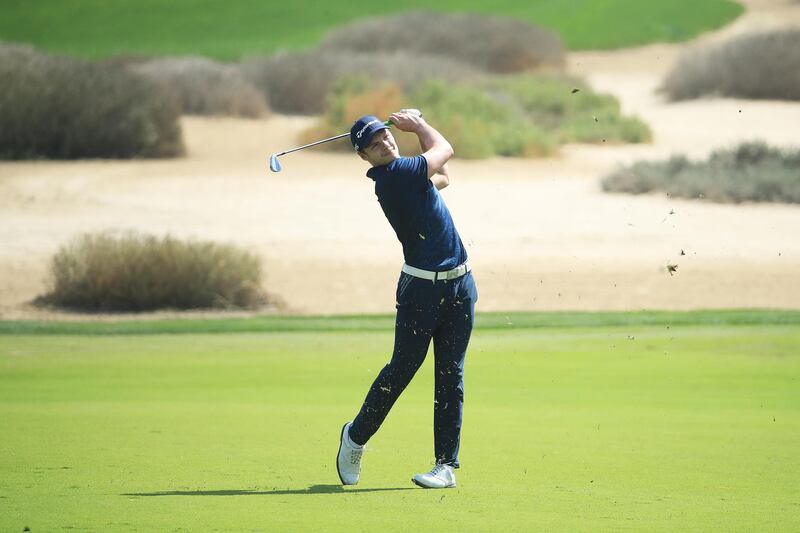 Curtis Knipes of England plays his second shot on the 16th hole during Day Two of the Omega Dubai Desert Classic. Getty
