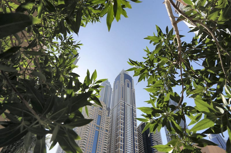 DUBAI, UNITED ARAB EMIRATES , October 28– 2020 :- View of the towers in Dubai Marina in Dubai. (Pawan Singh / The National) For News/Stock