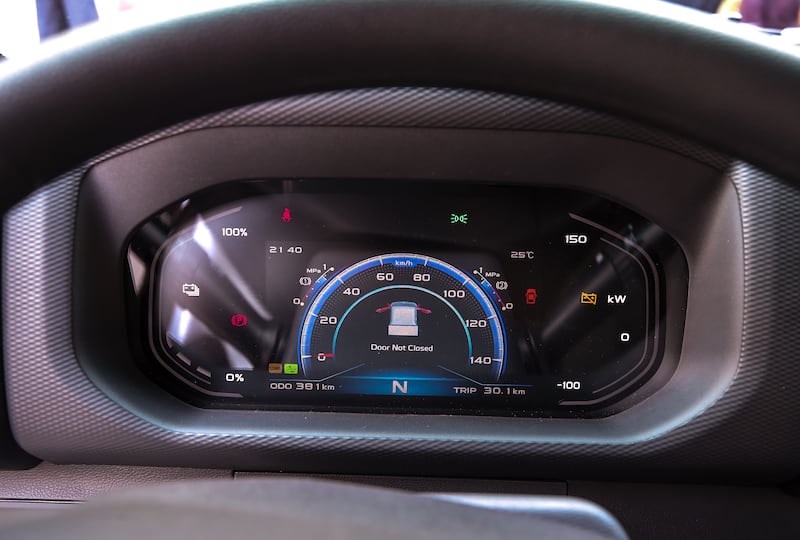 A close-up of the Admiral Mobility electric lorry's dashboard