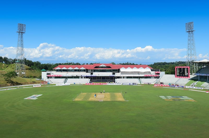 A general view shows the Sylhet International Cricket Stadium in Sylhet on November 2, 2018. - The first Test cricket match between Bangladesh and Zimbabwe is starting in Sylhet on November 3. (Photo by MUNIR UZ ZAMAN / AFP)