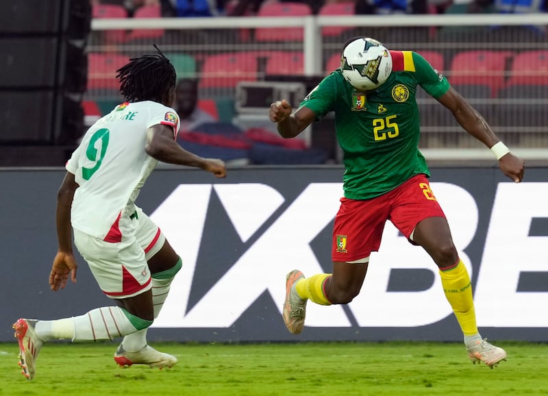 Cameroon's Nouhou Tolo on the attack against Burkina Faso. AP