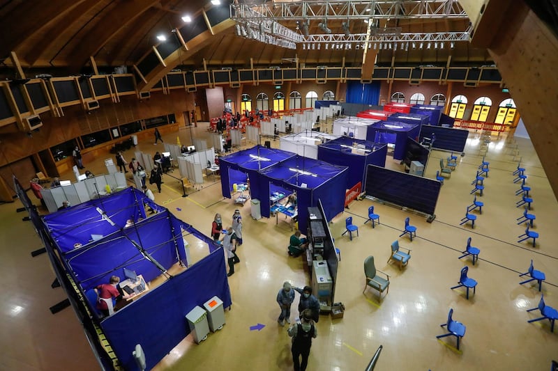 The vaccination center at the Bournemouth International Centre in Bournemouth, Britain. Reuters