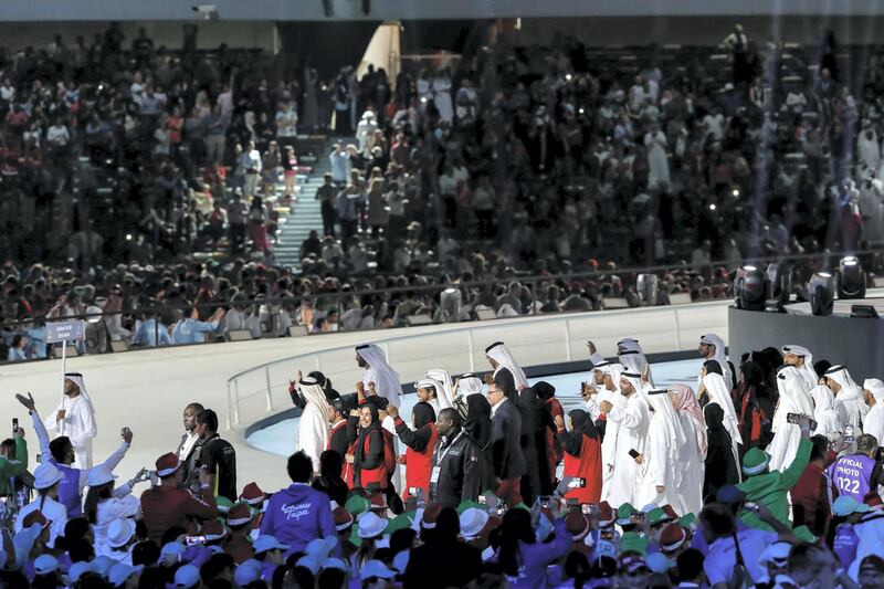 ABU DHABI, UNITED ARAB EMIRATES. 14 MARCH 2019. UAE Team arrives at the Opening Ceremony of the Special Olympics at Zayed Sports City. (Photo: Antonie Robertson/The National) Journalist: None: National.