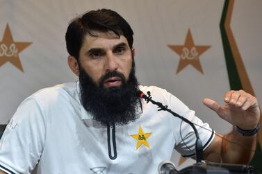 Pakistan cricket head coach and chief selector Misbah-ul-Haq addresses a press conference in Lahore to announce the Test and T20 squads to tour Australia in November. AFP