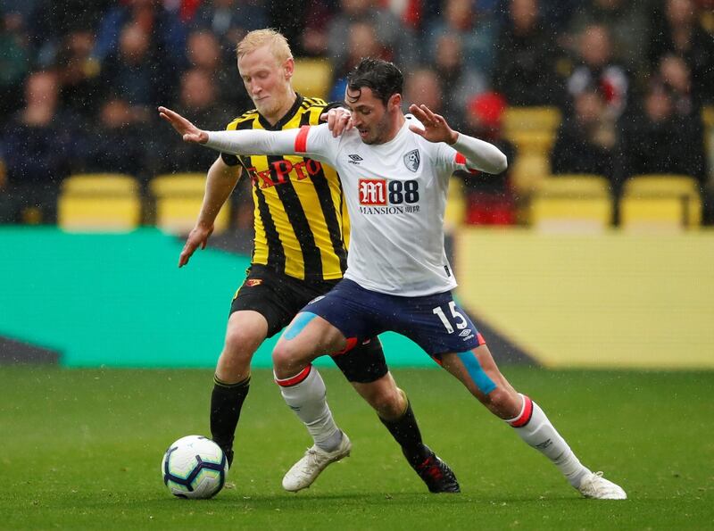 Left-back: Adam Smith (Bournemouth) – Played out of position at left-back, he helped shut out Watford as Bournemouth counter-attacked to get their biggest top-flight away win. Reuters