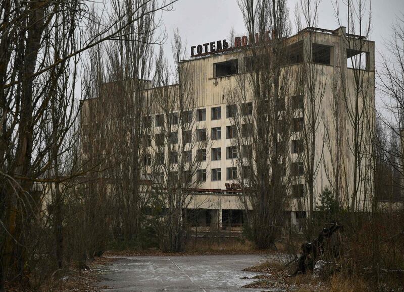 The Hotel Polissya in the ghost town of Pripyat, not far from Chernobyl nuclear power plant. AFP