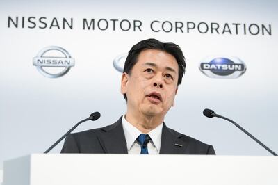 Makoto Uchida, president and chief executive officer of Nissan Motor Co., speaks during a news conference at the company's headquarters in Yokohama, Japan, on Thursday, Feb. 13, 2020. Nissan cut its full-year profit outlook for the second time in as many quarters and scrapped its year-end dividend, renewing concern about the troubled automaker’s ability return cash to investors, especially top shareholder and partner Renault SA. Photographer: Akio Kon/Bloomberg