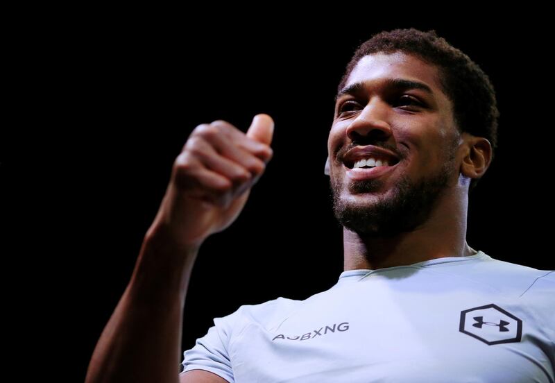 British heavyweight Anthony Joshua during a public work out in Riyadh ahead of Saturday's 'Clash on the Dunes' title fight against Andy Ruiz Jr. Reuters