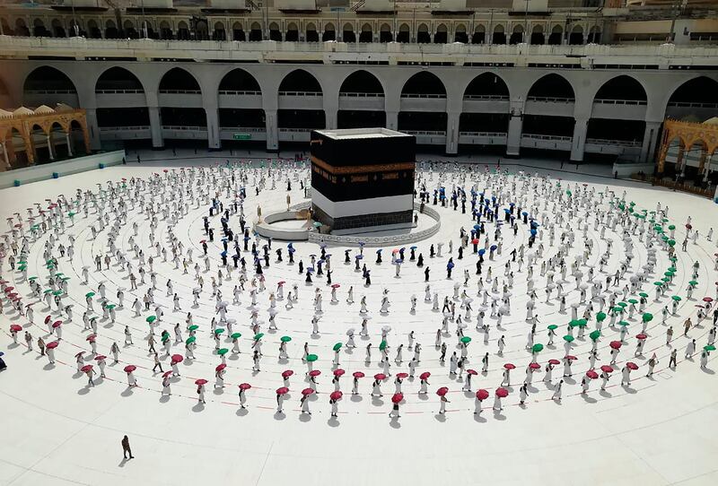 Hundreds of Muslim pilgrims circle the Kaaba during Hajj in Makkah, Saudi Arabia. AP Photo