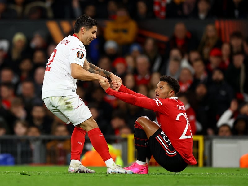 Gonzalo Montiel – 6. Misses the second leg after a needless booking for throwing the ball away – though his frustration likely stemmed from seeing his goal-bound effort blocked by Fernando moments earlier. Battled gamely with Sancho throughout and was his side’s outstanding defender. Reuters