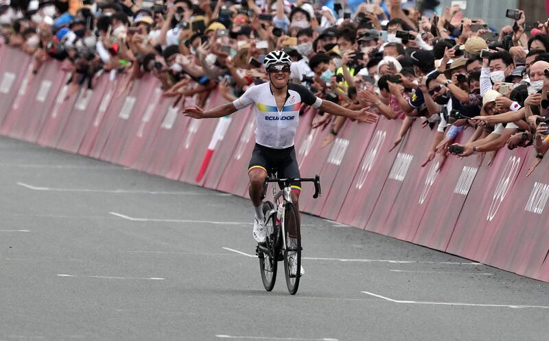 Ecuador's Richard Carapaz wins the men's road race.