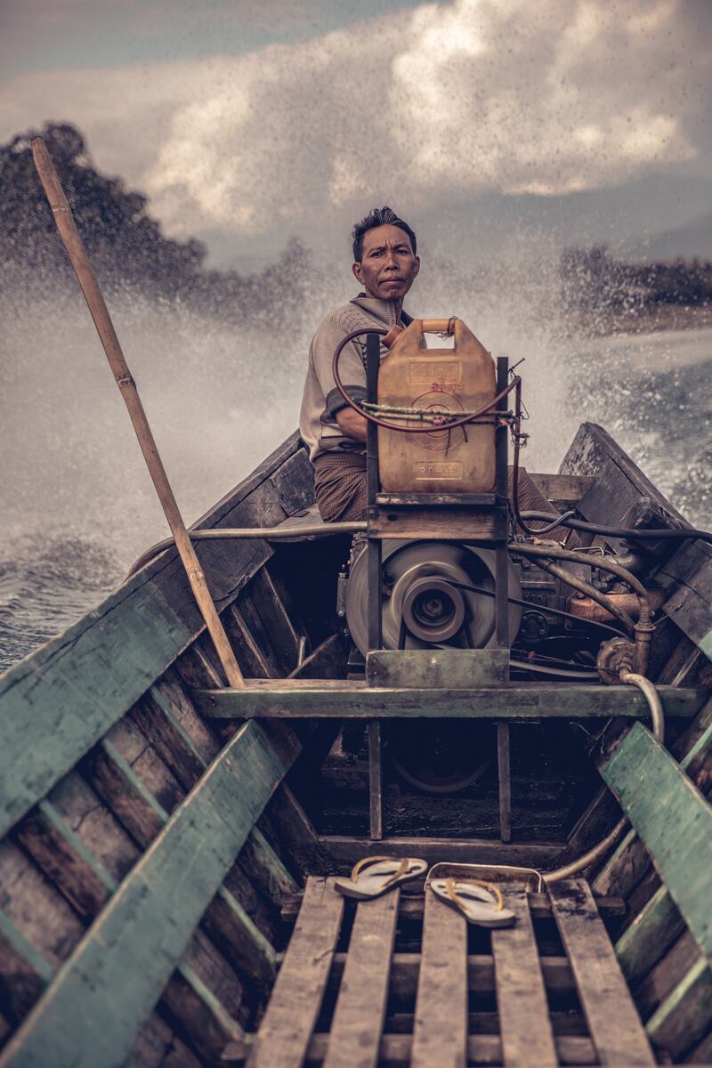 People category runner up: 'A local boatman in Northern Myanmar, tackling a challenging water channel' by Rajiv Joshi