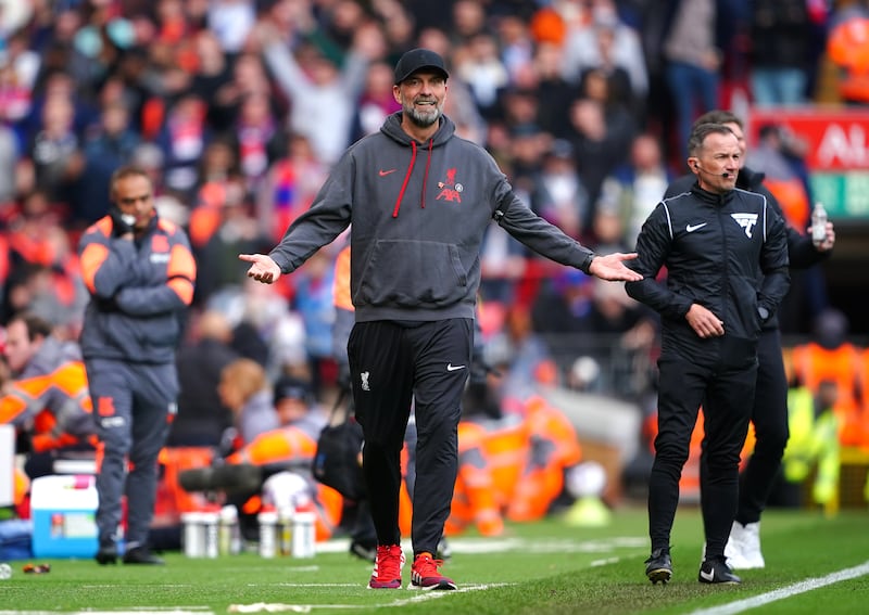 Liverpool manager Jurgen Klopp on the touchline. PA 