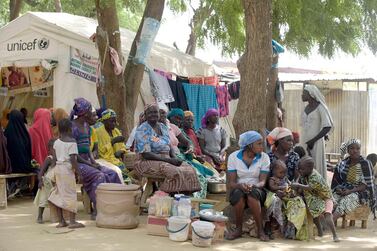 Women at a displaced persons camp in Nigeria. AFP Photo