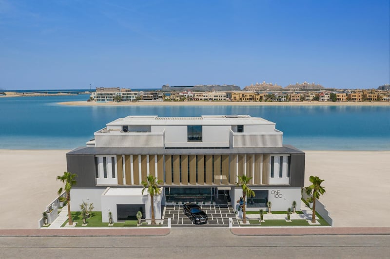A view of the 14,000 sq ft villa from above. The property is located on Palm Jumeriah, Dubai. Courtesy Luxhabitat Sotheby's International Realty