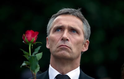 Jens Stoltenberg, then prime minister of Norway, attends a vigil in 2011 following the terrorist attack on Utoya Island. Getty Images