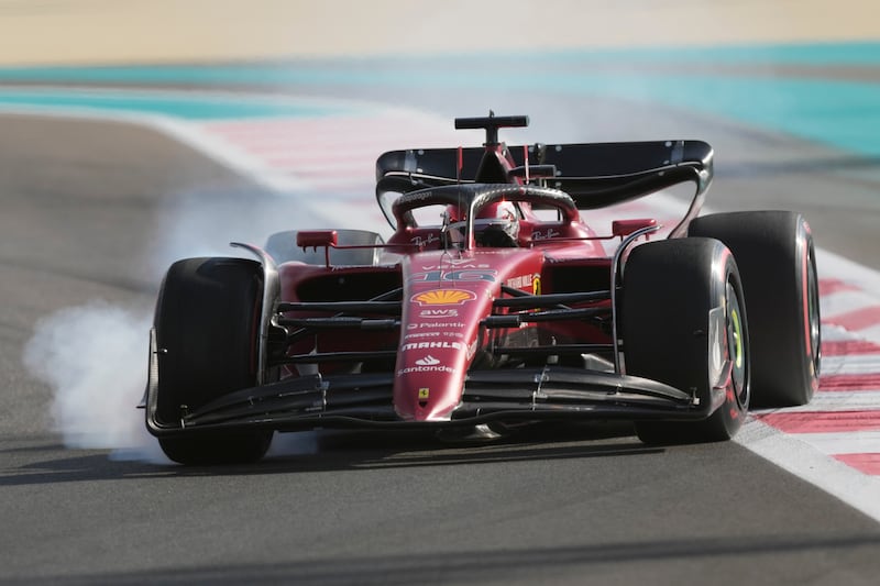 Ferrari driver Charles Leclerc drives during practice for the Formula One Abu Dhabi Grand Prix, in Abu Dhabi. AP Photo 