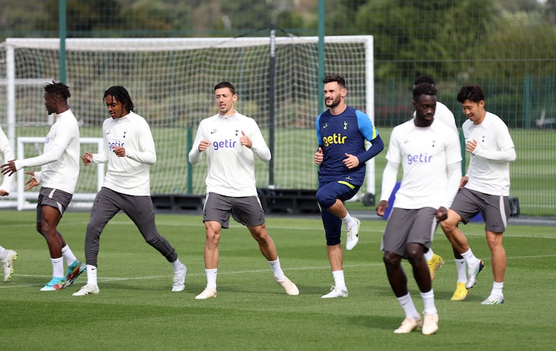 Tottenham Hotspur's Clement Lenglet, Hugo Lloris and teammates during training. Action Images