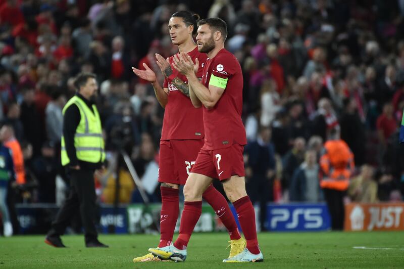 James Milner (Diaz 90'+2) - N/R. The 36-year-old entered the game in stoppage time and helped see the game out. AP