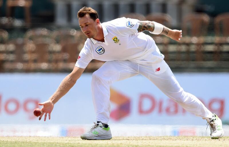 South African cricketer Dale Steyn attempts to stop the ball during the third day of their second Test match between Sri Lanka and South Africa at the Sinhalese Sports Club (SSC) international cricket stadium in Colombo on July 22, 2018.  / AFP / ISHARA S. KODIKARA
