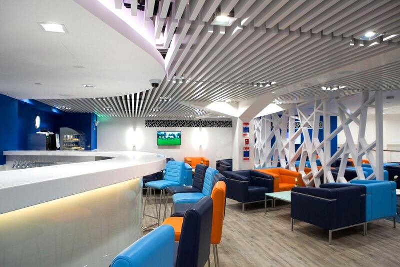 The lounge features an open bar, finger food, soups, curries and desserts. Courtesy flydubai