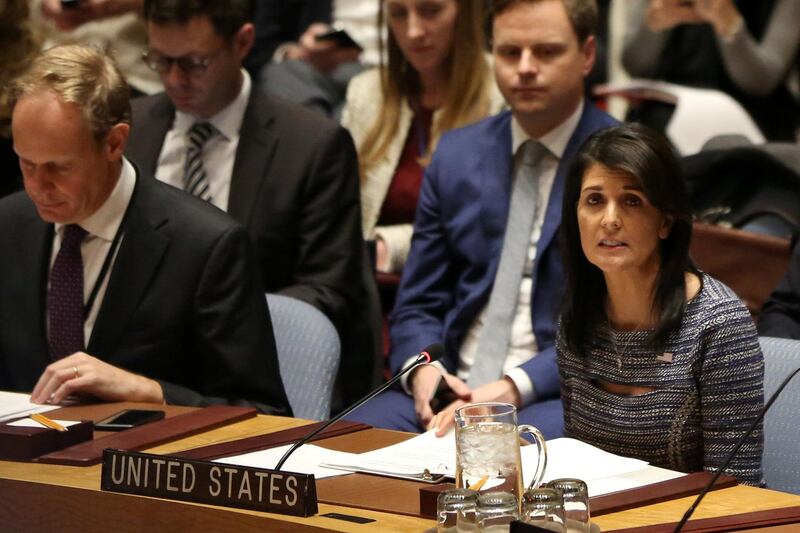 U.S. Ambassador to the United Nations Nikki Haley attends the United Nations Security Council session on imposing new sanctions on North Korea, in New York, U.S., December 22, 2017. REUTERS/Amr Alfiky