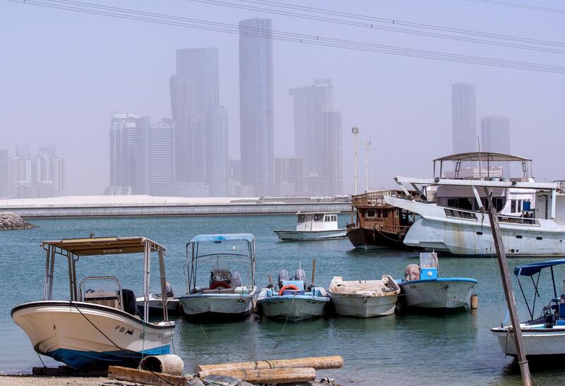 Hazy at Al Reem Island, Abu Dhabi on June 15, 2021. Victor Besa / The National.