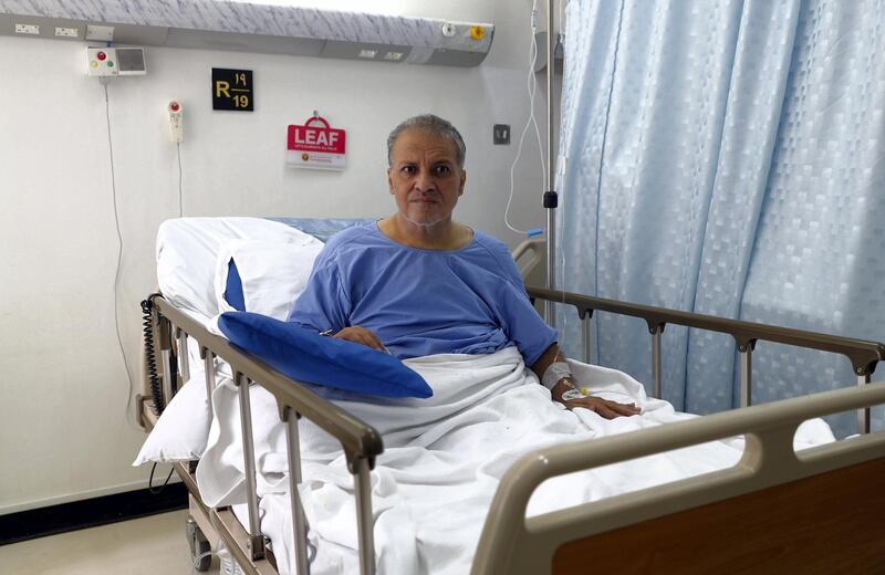 Ajman, United Arab Emirates - June 19th, 2018: Ashram Abdul Majeed, 48 in his hospital bed. Tuesday, June 19th, 2018 at Thumbay Hospital, Ajman. Chris Whiteoak / The National