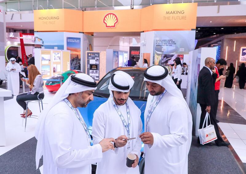 Abu Dhabi, United Arab Emirates, November 11, 2019.  
ADIPEC day 1 
Gallery images:
The Shell Hyrogen  car on display at the SHELL stand at ADIPEC.
Victor Besa / The National
Section:  NA
Reporter:  Jennifer Gnana