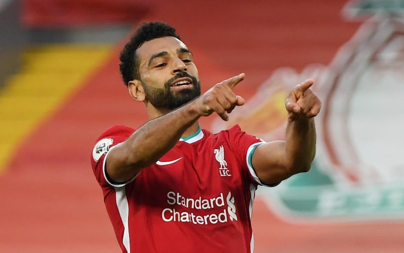 Liverpool's Mohamed Salah celebrates scoring their winning goal to complete his hat-trick in the 4-3 win against Leeds United on Saturday, September 12. Reuters