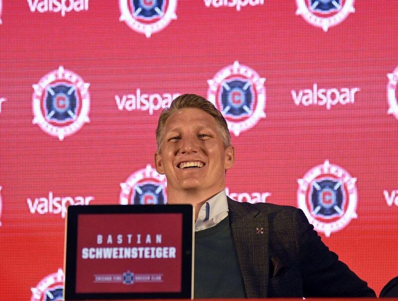 Bastian Schweinsteiger addresses the media at his introduction as a Chicago Fire player. David Banks / Getty Images

