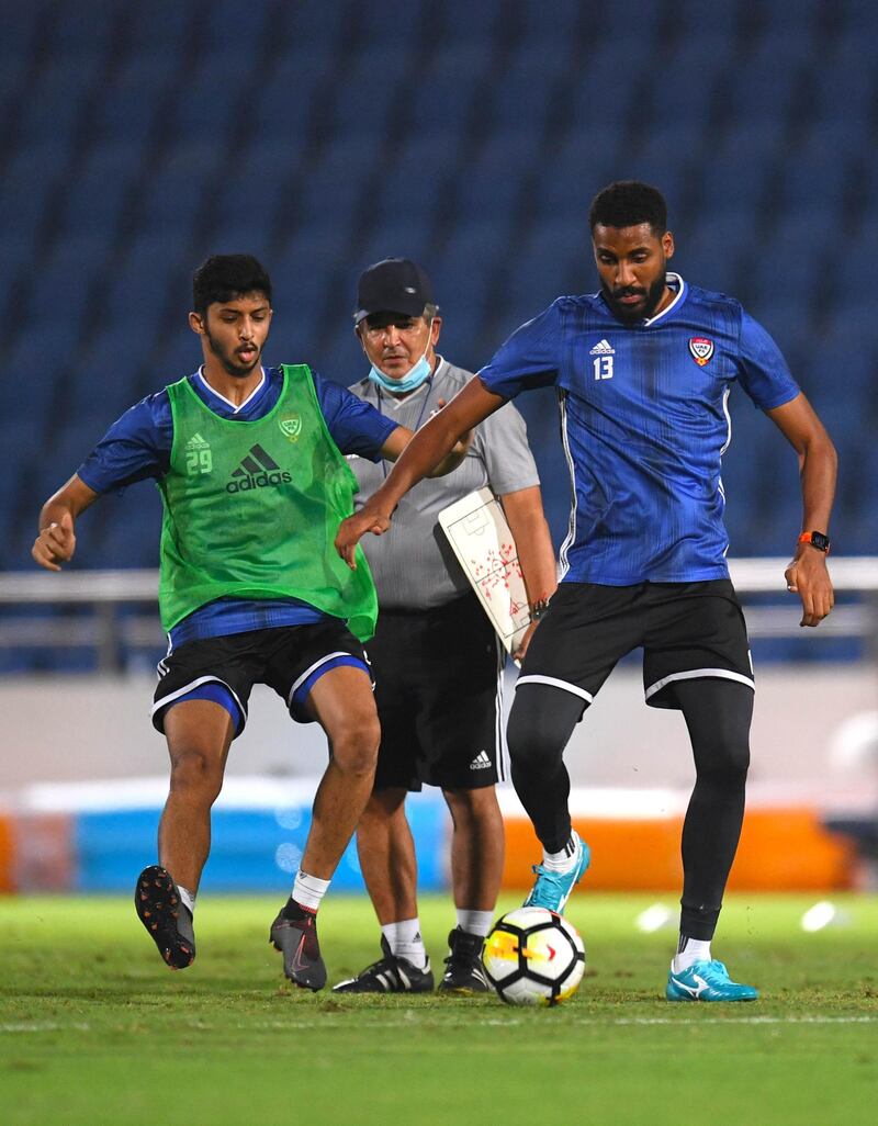 UAE football team train ahead of their international friendly against Uzbekistan in Dubai. Courtesy UAE FA