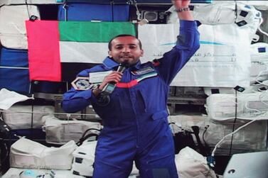 Dubai, United Arab Emirates - September 27, 2019: Live call with Hazza Al Mansouri. The Emirati astronaut will be answering some questions from space. Friday the 27th of September 2019. Mohammed Bin Rashid Space Centre, Dubai. Chris Whiteoak / The National