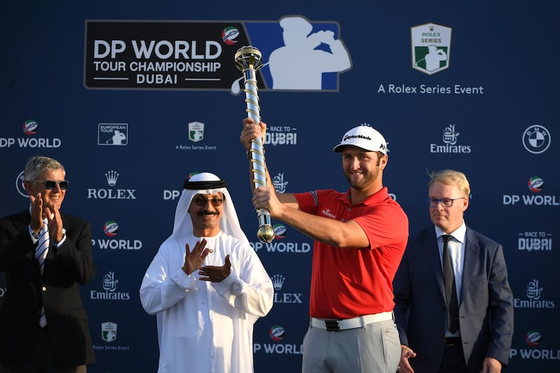 Jon Rahm fired a final-round 67 to hit 19-under par and seal the title by one shot from Shane Lowry and Kiradech Aphibarnrat. Ross Kinnaird / Getty Images