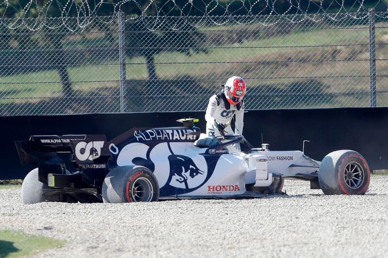 AlphaTauri's French driver Pierre Gasly after his crash. AFP