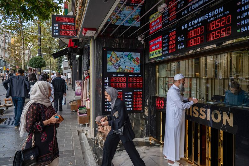 A currency exchange bureau in Istanbul, Turkey. The lira is among this year’s worst performers in emerging markets. Bloomberg