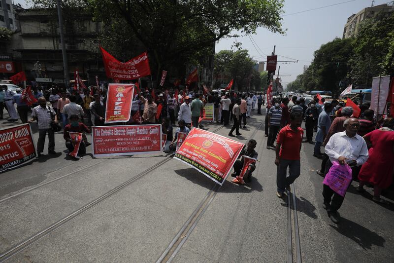 The strike called by trade unions is a protest against the privatisation of public sector banks, and the Banking Laws Amendment Bill passed last year. EPA